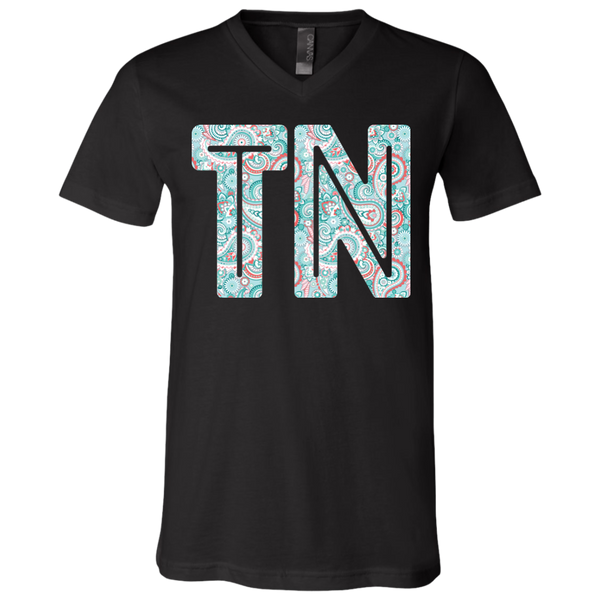 Paisley Tennessee Soft V-Neck Tee Shirt Black