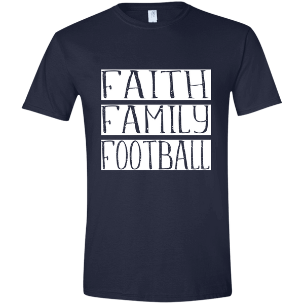 Faith Family Football Soft Tee Shirt Navy