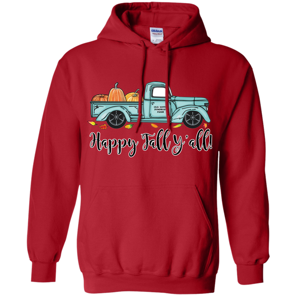 Happy Fall Y'all Pumpkin Farm Truck Hoodie Sweatshirt Red