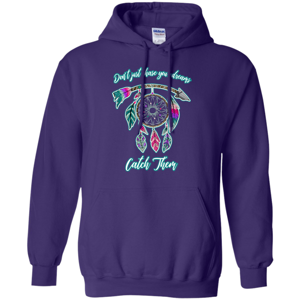 Chase catch your dreams inspirational dreamcatcher hoodie sweatshirt purple