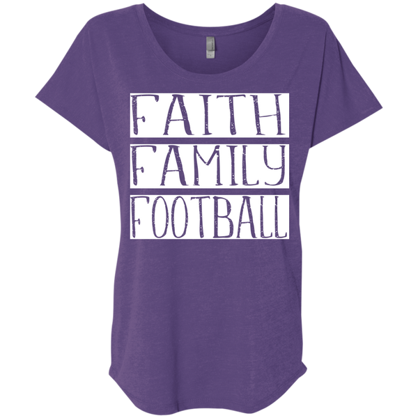 Faith Family Football Flowy Dolman sleeve tee purple