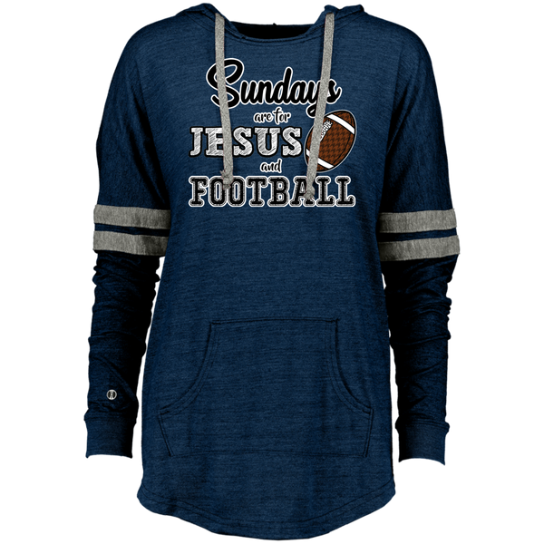 Sundays are for Jesus and Football Long Sleeve Raglan Hoodie Vintage Navy