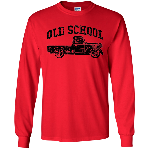 Old School Vintage Distressed Antique Truck Long Sleeve Tee Red