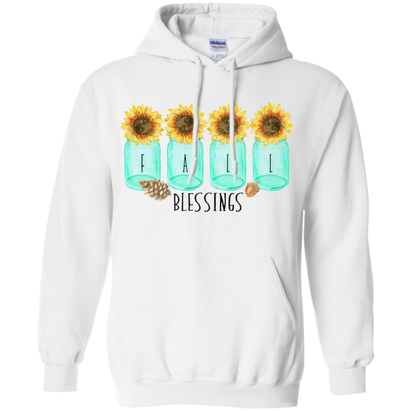 Mason Jar Sunflowers Fall Blessings Hoodie Sweatshirt White