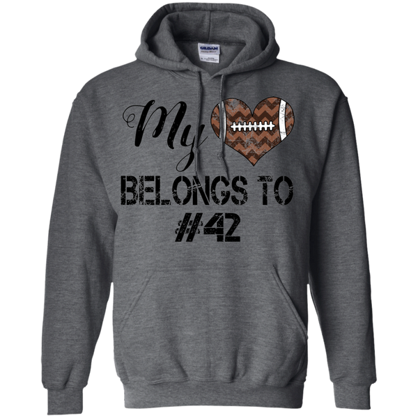 My Heart Belongs To Personalized Football Hoodie Sweatshirt Dark Grey