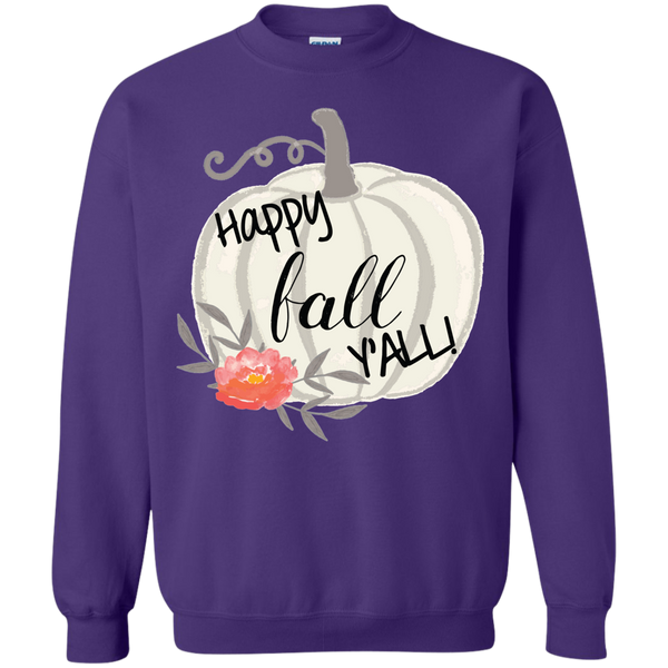 Happy Fall Y'all Watercolor Pumpkin Crewneck Sweatshirt purple
