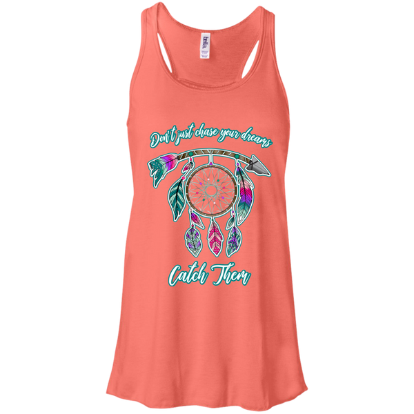 Chase catch your dreams inspirational dreamcatcher flowy tank top coral