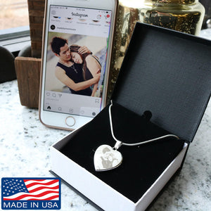 Photo Etched Heart Shaped Necklace